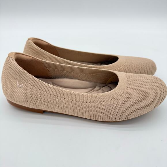 Vivaia Claire Round Flexible Comfort Old Money Knit Breathable Almond Flats 9 - Picture 1 of 8